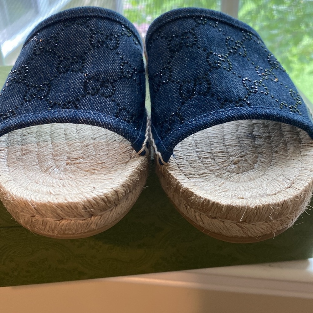 Gucci Womens jean espadrilles slides